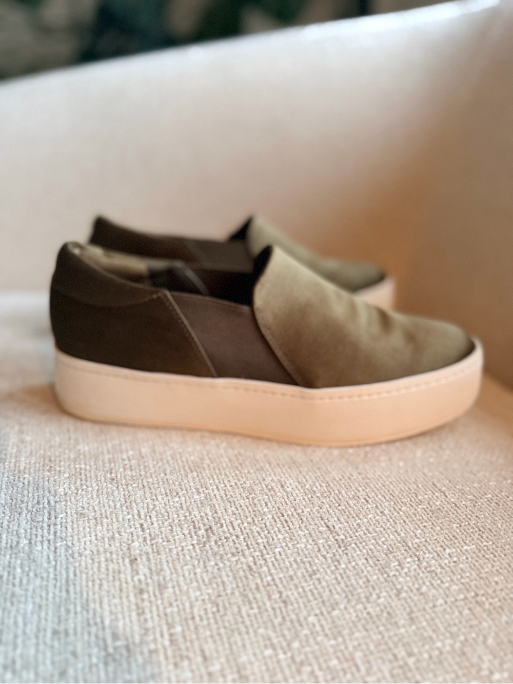 Vince Women’s Warren Satin Platform Slip on Satin Shoes.